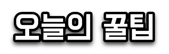 도현 폰트로 쓴 흰색 자막 '오늘의 꿀팁'